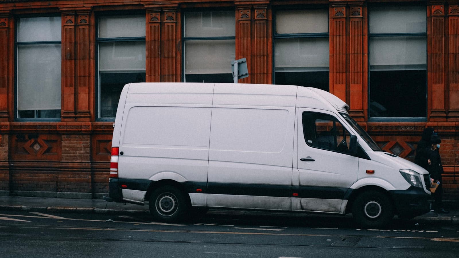 A white delivery van for transporting food